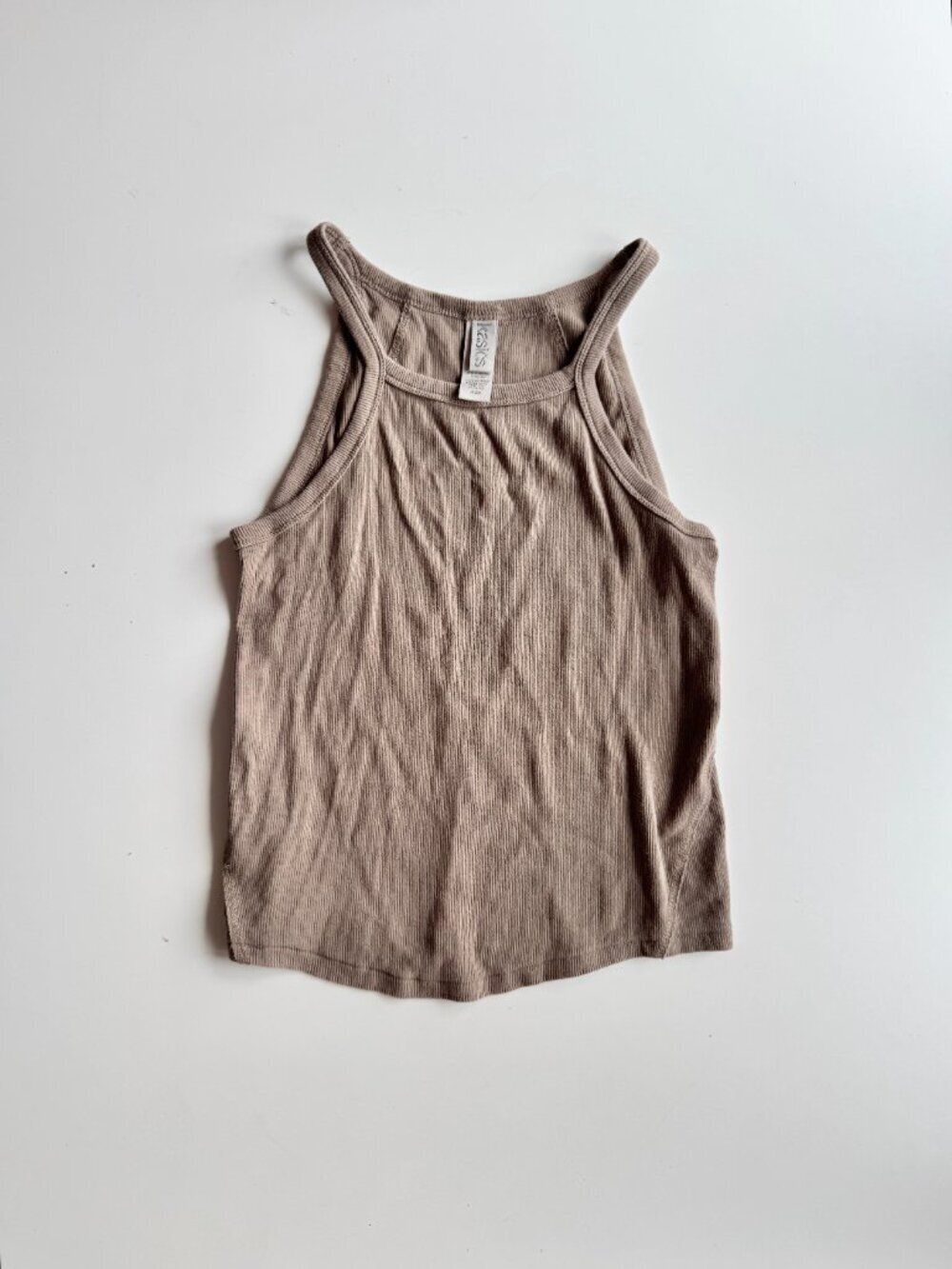 KASICS Taupe Cotton Baby Rib Racerback Tank, Size M - Picture 4 of 10
